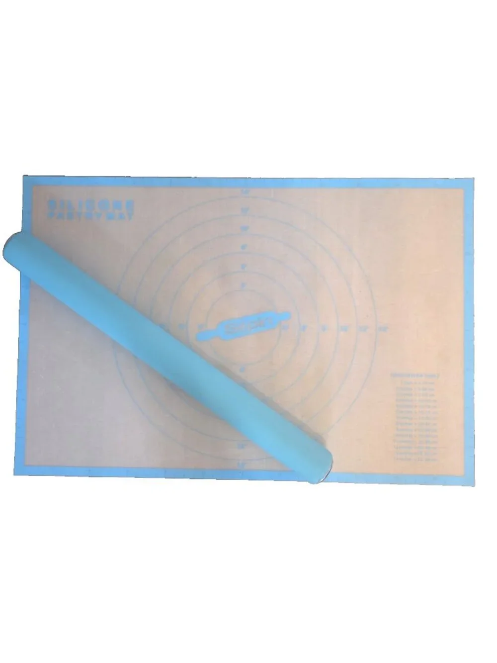 Sil-pin Silicone Rolling Pin and Pastry Mat Aqua Food Safe